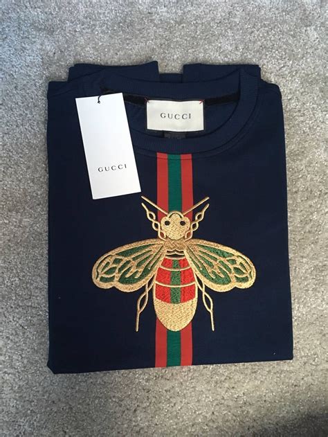 gucci shirt bee|Gucci bee embroidered sweater.